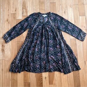 Natalie Martin Womens Long Sleeve Floral Dress Flowy Boho A-Line Size Small